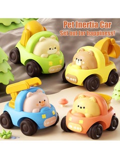 YelaJoy Baby Car Toys, 4 PCS Push and Go Friction Inertial Toy Cars for Toddlers 1-3 Years Old, Truck Engineering Car Toys for Birthday Party Gifts  - Image 2