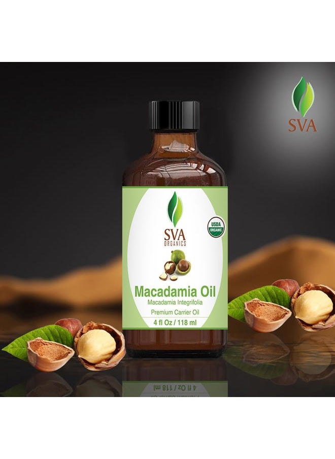 SVA Organics SVA Macadamia Seed Oil Organic - 4 Fl Oz – 100% Natural Cold Pressed Organic Macadamia Oil - for Face, Skin Care, Hair Care, Scalp Massage & Body Massage – Carrier Oil with Dropper  - Image 5