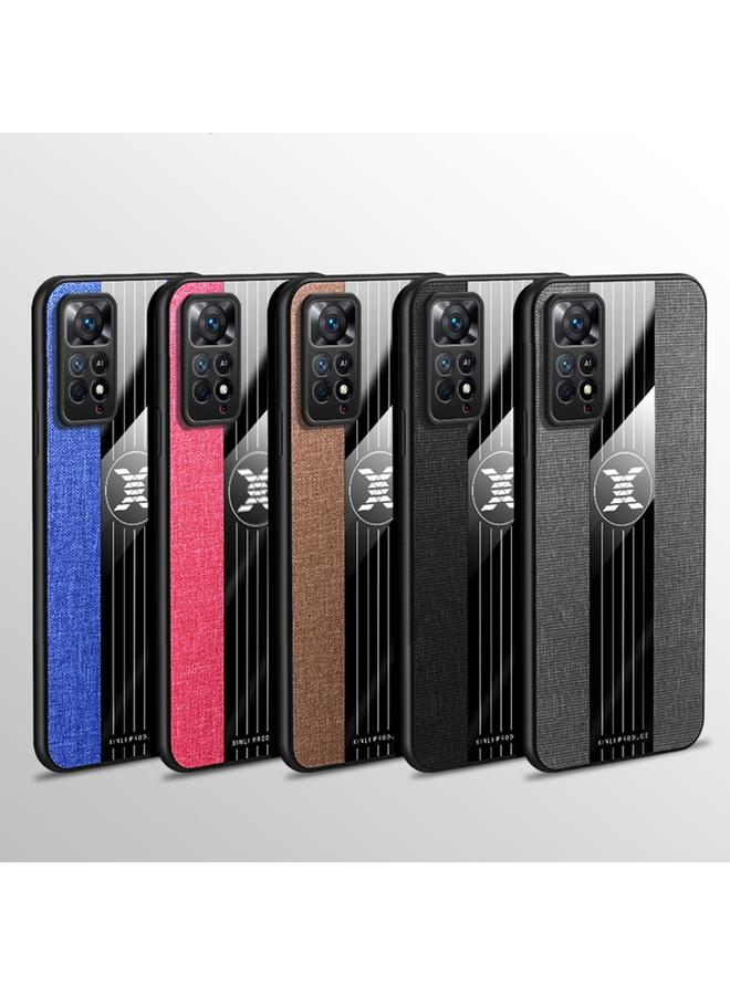 شين لي تونج جراب لهاتف Xiaomi Redmi Note 11 Global Stitched Cloth Textue TPU جراب هاتف مع حامل حلقي - Image 2