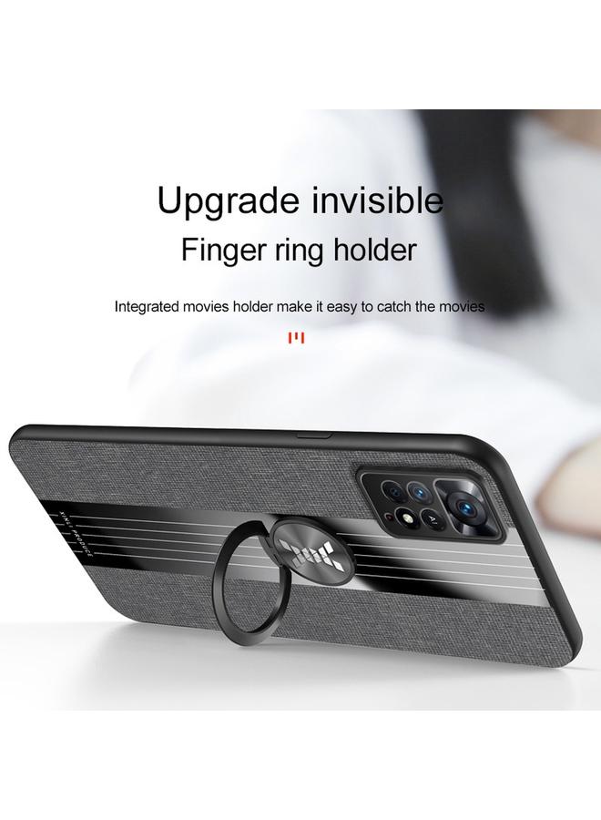 شين لي تونج جراب لهاتف Xiaomi Redmi Note 11 Global Stitched Cloth Textue TPU جراب هاتف مع حامل حلقي - Image 3