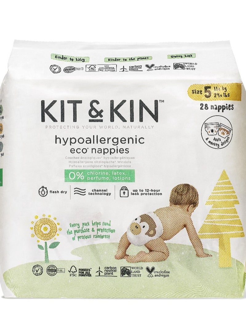 Kit & Kin Eco Diapers Size 5 28 pack 935g - Image 1