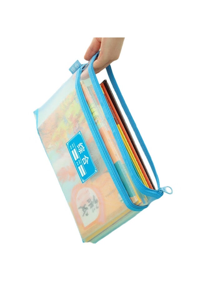 M.G [Back To School Essential] M&G Double-Layer A4 File Folder, Transparent Grid Subject Classification Pouch For Elementary Students, Exam Paper Subject Classification Zipper Bag, School Supplies, 5-Pack Adm929We - Image 3