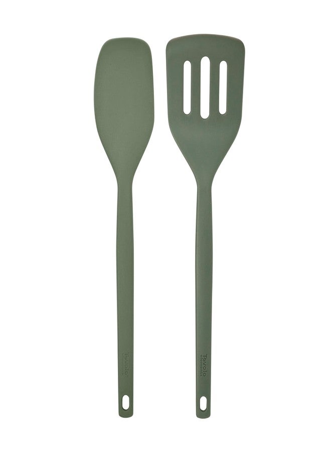 Tovolo Elements All Silicone Spatula and Slotted Turner, Set of 2 Kitchen Utensils, 600°F Heat Resistant and Safe for Nonstick Cookware - Image 1