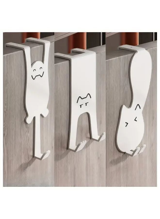 3Pcs Type B Bohemian Style White Iron Door Hooks No Drill Adhesive Wall Mount Space Saving Hangers - Image 3