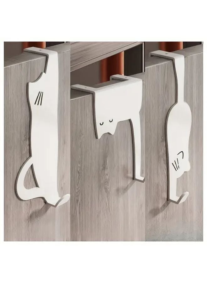 3Pcs Type B Bohemian Style White Iron Door Hooks No Drill Adhesive Wall Mount Space Saving Hangers - Image 1