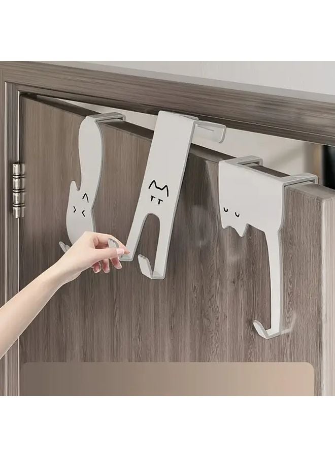 3Pcs Type B Bohemian Style White Iron Door Hooks No Drill Adhesive Wall Mount Space Saving Hangers - Image 2