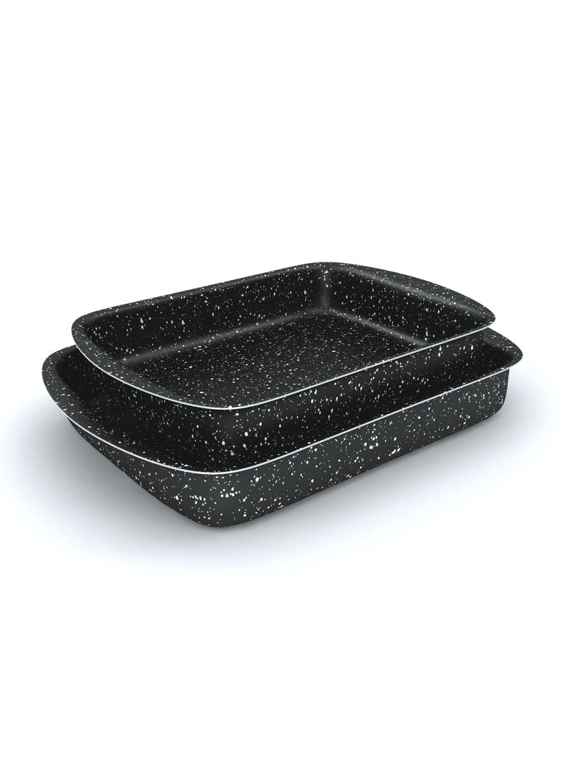 LAZORD - Rectangle Granite Plus Oven Casserole - 2 Pcs - Size 30, 35 - Black - Image 1