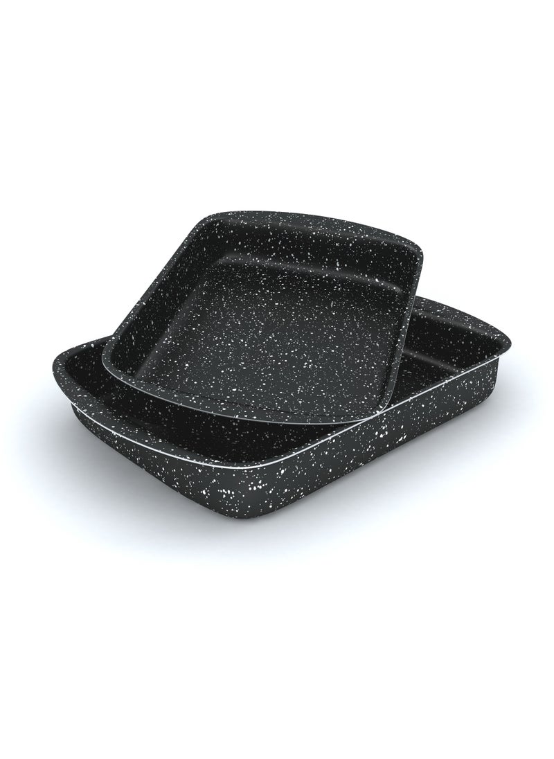 LAZORD - Rectangle Granite Plus Oven Casserole - 2 Pcs - Size 30, 35 - Black - Image 1