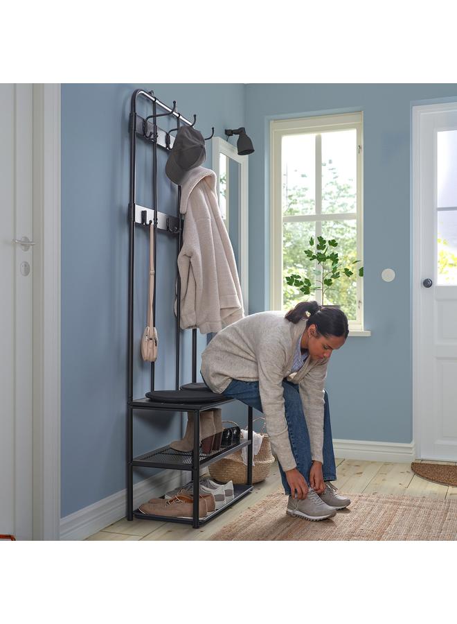 erorex Coat Rack And Bench W Shoe Storage, Black, 190X35X79 Cm - Image 4