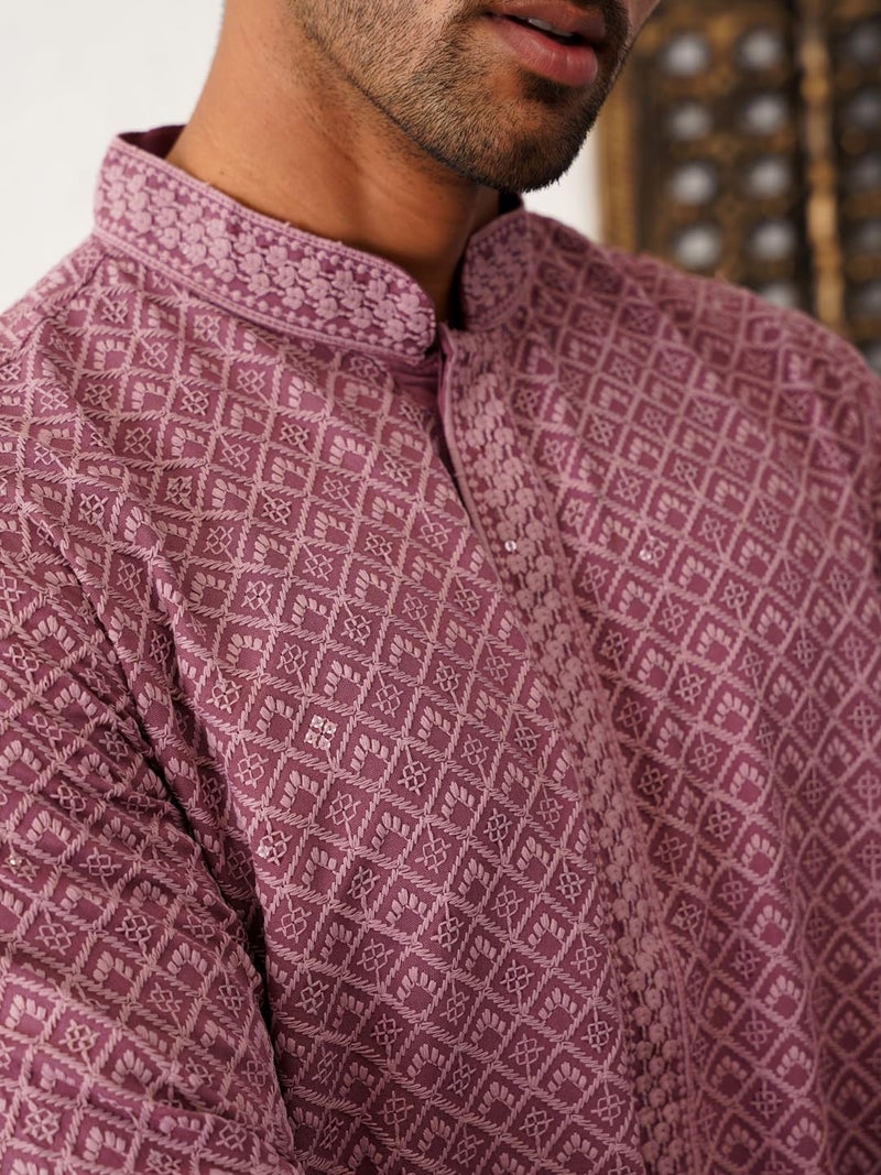 jompers طقم جومبرز الكلاسيكي للرجال من الكتان المطرز - Image 5