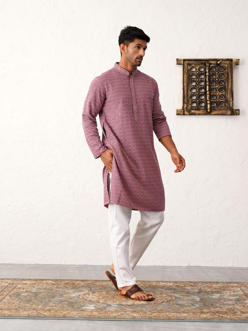 jompers طقم جومبرز الكلاسيكي للرجال من الكتان المطرز - Image 3