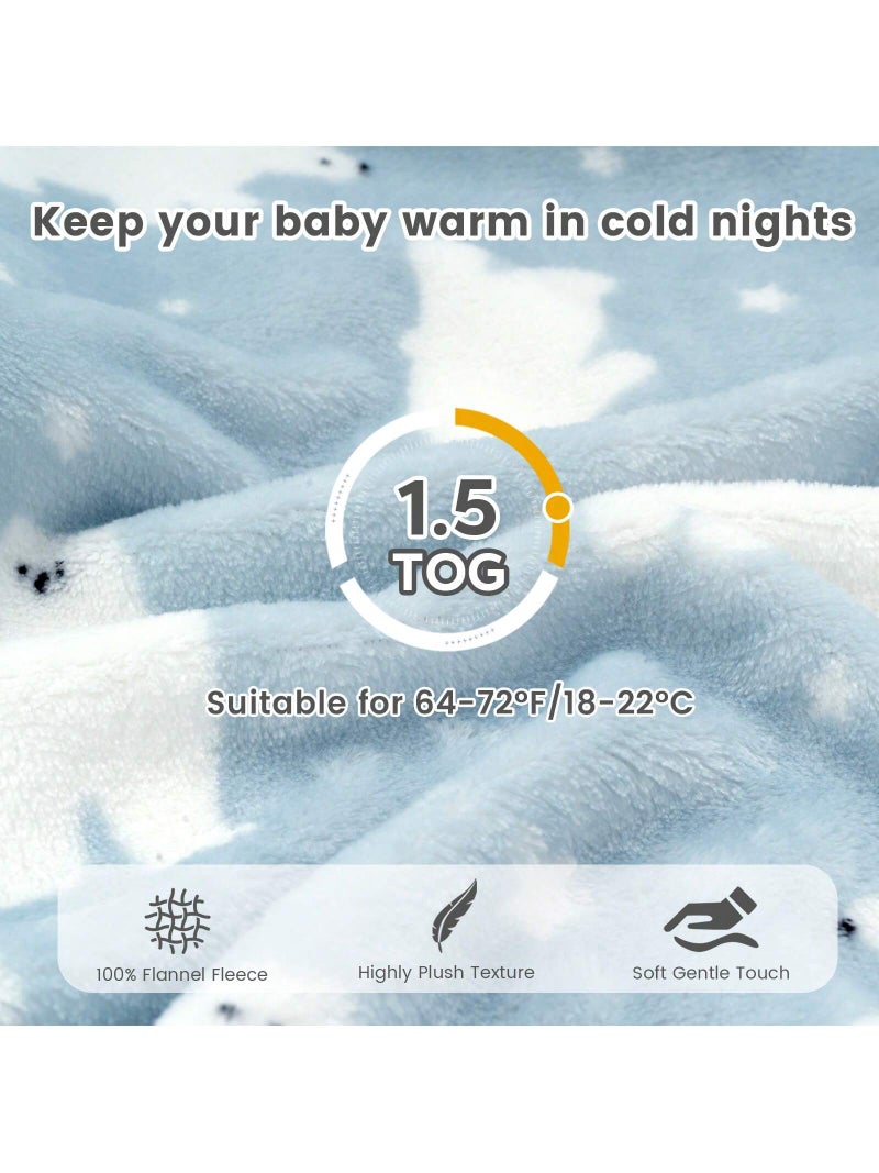 كيس نوم للأطفال الرضع من عمر 6-12 شهر باكمام قابلة للفتح والاغلاق - خامة بوليستر 100٪ ناعمة ودافئة بتصميم دب قطبي - Image 3