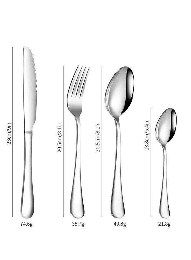 Exquisite 24-Piece Stainless Steel Cutlery Set with Holding Stand SilverFlatware Utensils Including Dinner Knife,Fork,Spoon Teaspoon and Holder Suitable for 6 people, household kitchen dining table utensils, dinner use, easy to store，dishwasher safety - Image 3