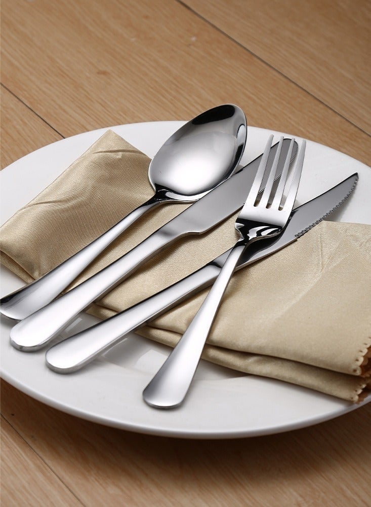 Exquisite 24-Piece Stainless Steel Cutlery Set with Holding Stand SilverFlatware Utensils Including Dinner Knife,Fork,Spoon Teaspoon and Holder Suitable for 6 people, household kitchen dining table utensils, dinner use, easy to store，dishwasher safety - Image 5