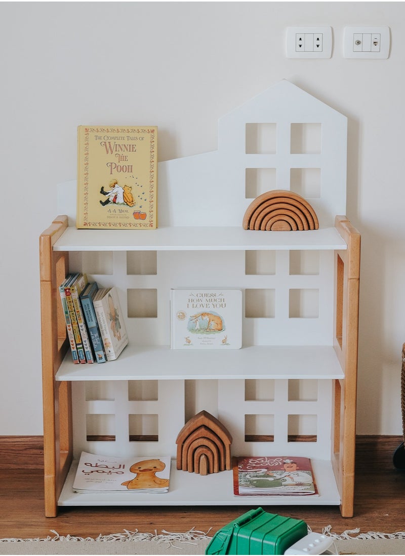 Mazajy Home StoryHouse Bookshelf  –  Wooden Storage for Books, Toys & Decor – Natural wood  - Image 1
