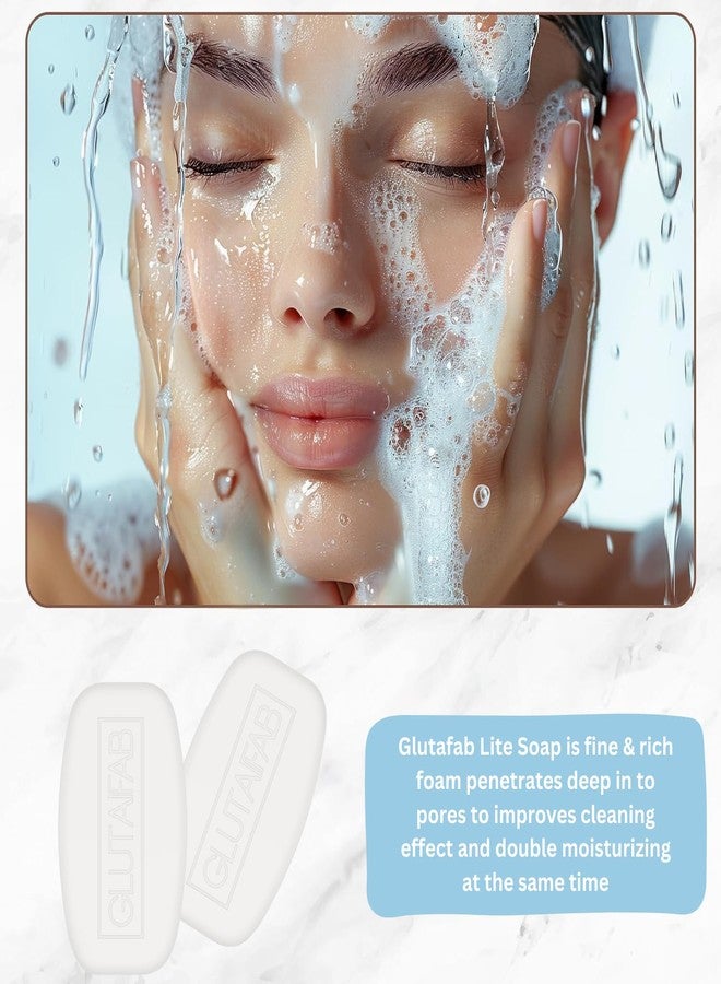 GLUTAFAB صابون جلوتافاب لايت لترطيب وتفتيح البشرة مع الجلوتاثيون والنياسيناميد وزيت الزيتون | يقلل البقع الداكنة والتصبغات والعيوب | مناسب لجميع أنواع البشرة | للرجال والنساء | 75 غرام (عبوة من 4 قطع) - Image 5