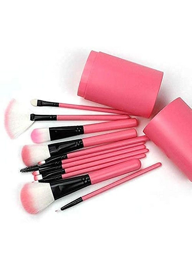 SUNISA Pink Soft Synthetic Bristle Light Weight Multipurpose Makeup Brushes Set Of 12 With Case (Pack Of 13) - Image 2