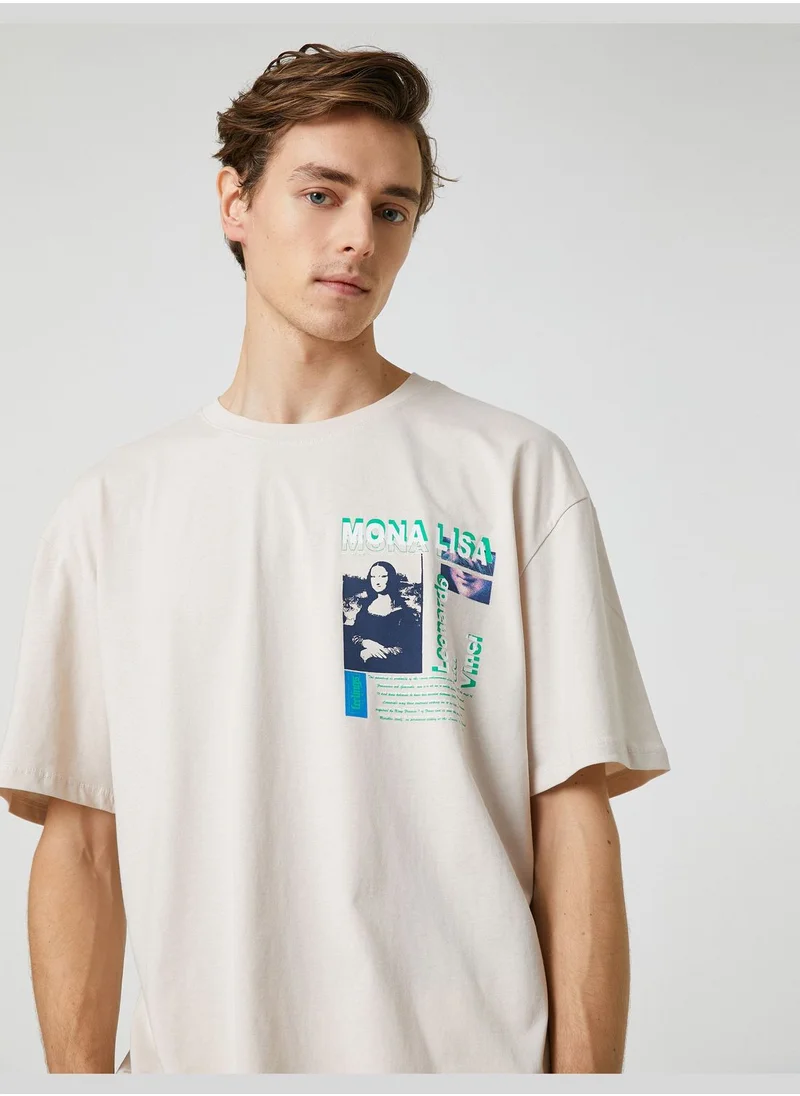 كوتون Oversized T-Shirt Printed Crew Neck Short Sleeve