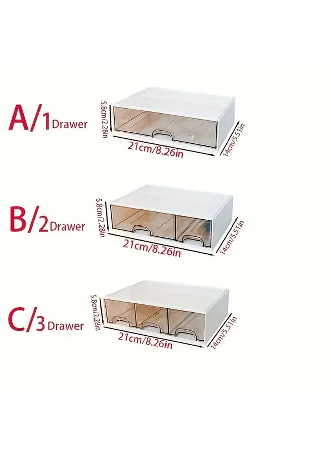 White 2 Drawer Stackable Organizer Large Capacity Modular Storage for Desk Shelf - Image 4