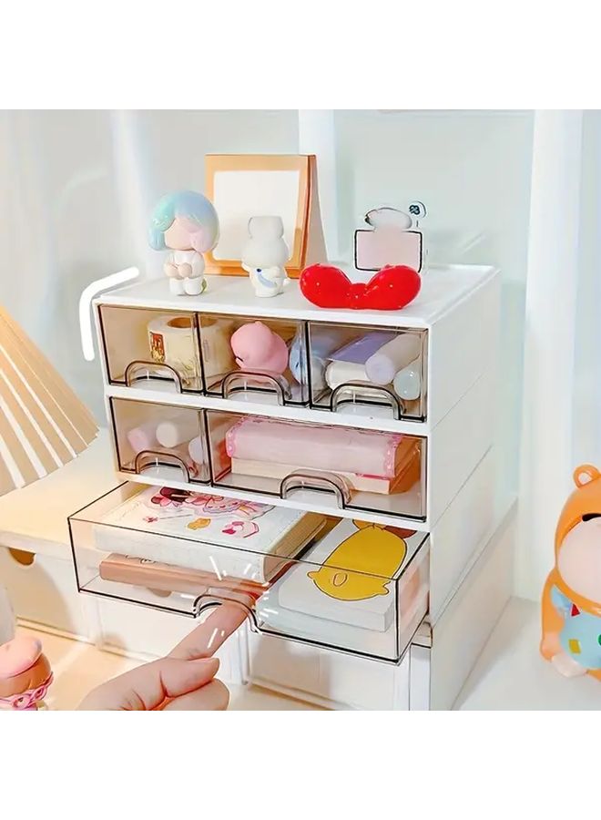 White 2 Drawer Stackable Organizer Large Capacity Modular Storage for Desk Shelf - Image 2
