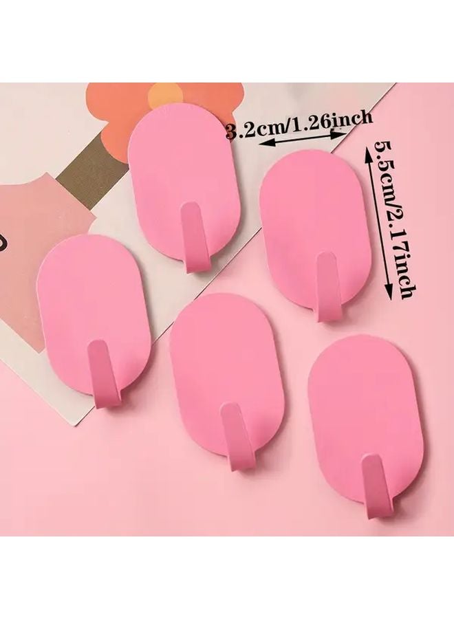 2Pcs Pink No Drill Adhesive Wall Hooks Modern Metal Storage For Keys Towels - Image 4