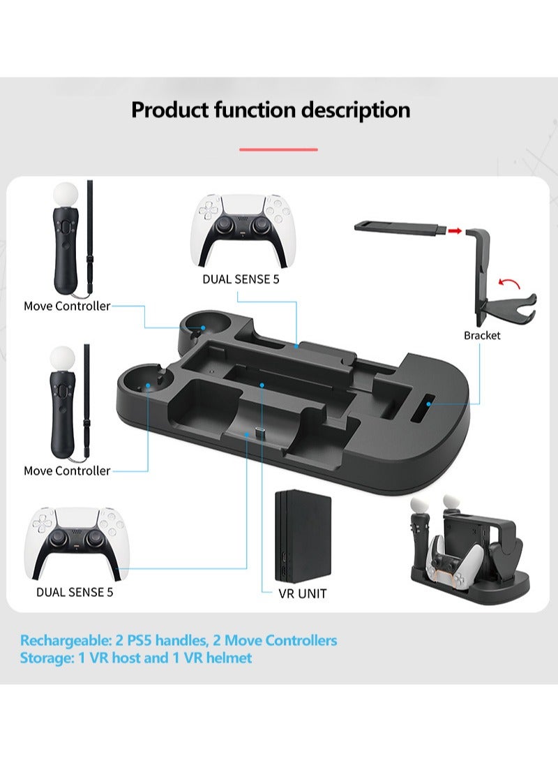 iplay PSVR Charging Stand, with PS5 Controller Charging Station, for Displaying PS VR Headset and Processor, with Led Indicator, 2 Magnetic Clasp and Type-C Cable, Black - Image 4