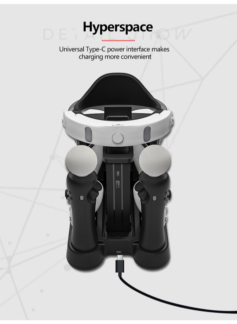 iplay PSVR Charging Stand, with PS5 Controller Charging Station, for Displaying PS VR Headset and Processor, with Led Indicator, 2 Magnetic Clasp and Type-C Cable, Black - Image 3