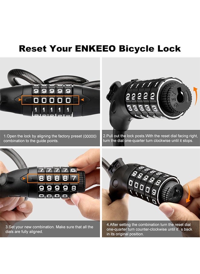 Generic 5-Digit Code Combination Bike Lock Cable 1.2 meter  - Image 3