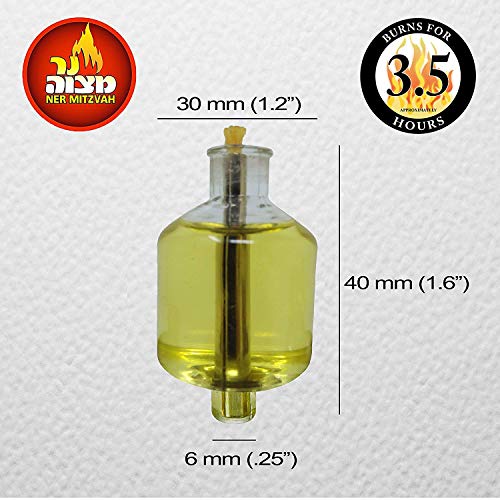 Ner Mitzvah Shabbat Oil Candles - Large Ohr Lights Pre-Filled Oil Shabbos Candles - 20 Pack - Image 4
