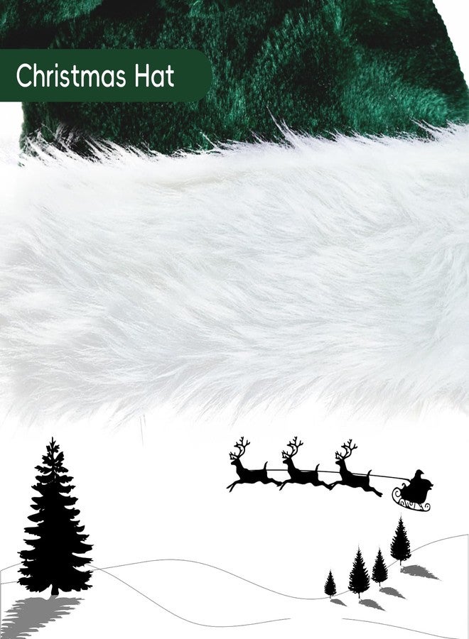 CIPOWM Long Santa Hat for Adults, Velvet Santa Hats Plush Christmas Hat for Xmas New Year Party Decorations and Supplies (Dark Green) - Image 5