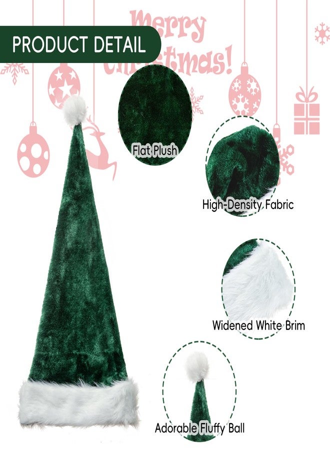 CIPOWM Long Santa Hat for Adults, Velvet Santa Hats Plush Christmas Hat for Xmas New Year Party Decorations and Supplies (Dark Green) - Image 4