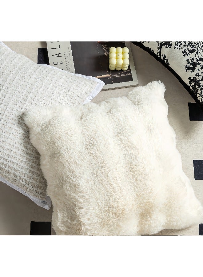 Plush milky white sofa pillow (pillow cover + pillow core)  - Image 2