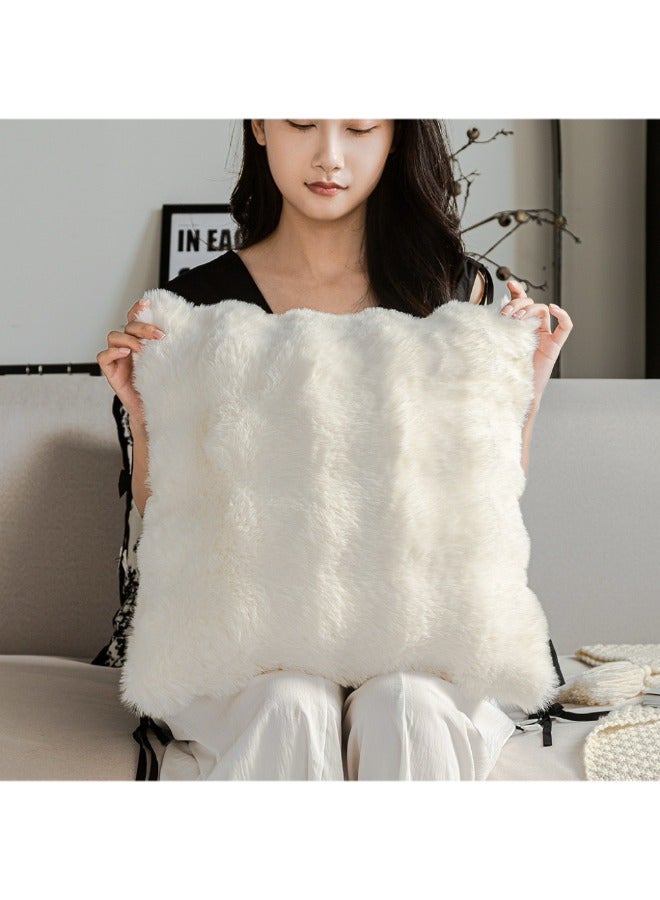 Plush milky white sofa pillow (pillow cover + pillow core)  - Image 3