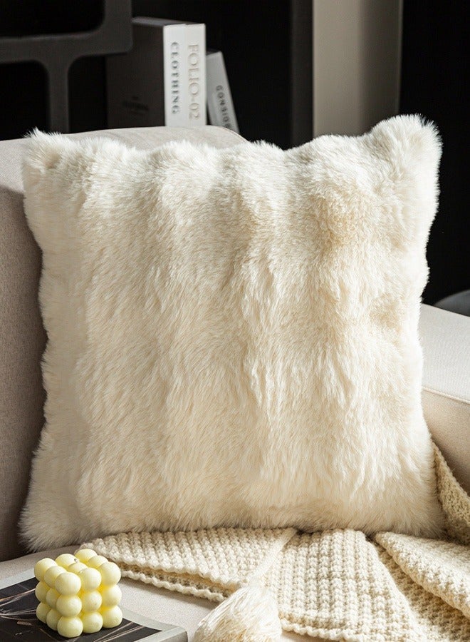 Plush milky white sofa pillow (pillow cover + pillow core)  - Image 1