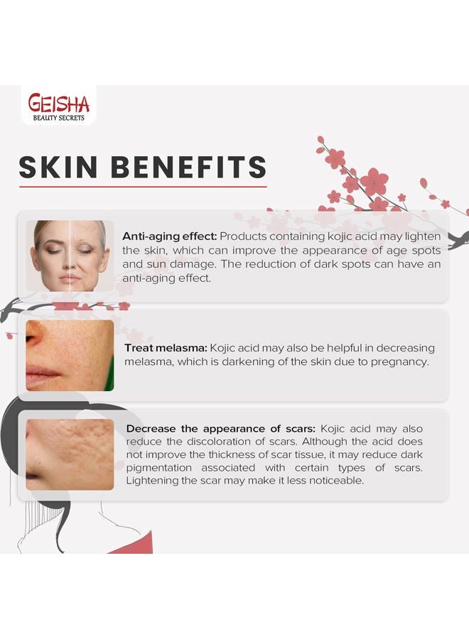 Omic Geisha, Kojic Acid Serum - 1 Fl oz / 30ml - Helps Remove Blemishes on Face, Body, Armpits, Elbows, Knees Made in USA - Image 5
