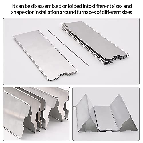 PROBEROS 84 * 24Cm Windshield For Camping Wood Stove With Nylon Drawstring Pouch,10 Plates Aluminum Folding Windproof Screen For Camping Stove Windpscreen Stand For Camping Stove, Camping Accessories - Image 5