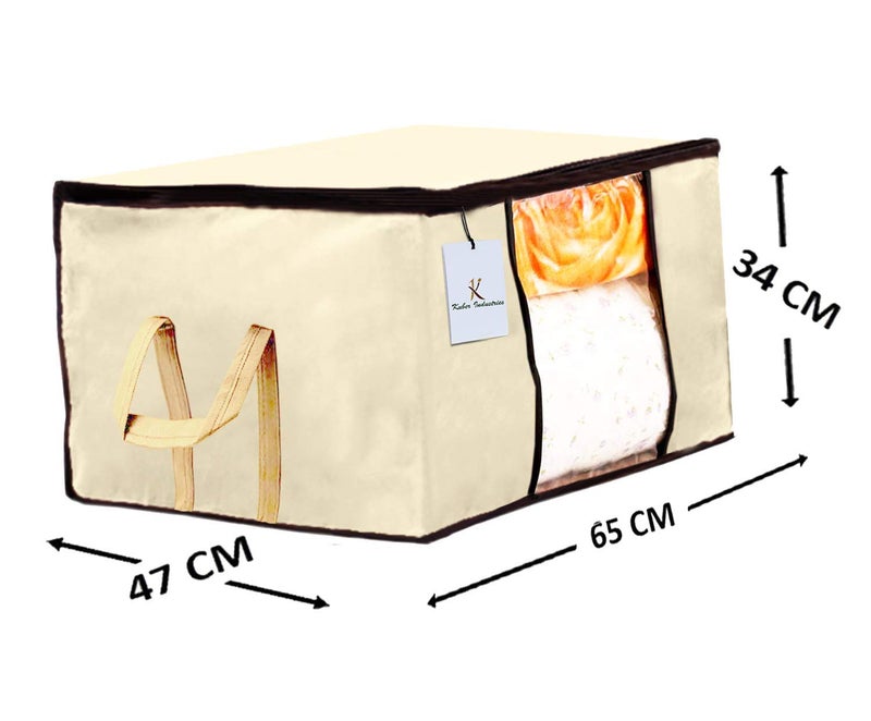 Kuber Industries Kuber Industries Underbed Storage Bag Storage Organiser Blanket Cover Set of 12 Ivory Extra Large SizeCTKTC23832 - Image 2