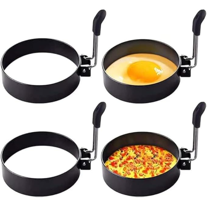 Silk Route Egg Mold King Round Stainless Steel Cooking Eggs Round Breakfast Household Mold Tool Non Stick Maker Rings For Frying Shaping And More 4 Pack - Image 1