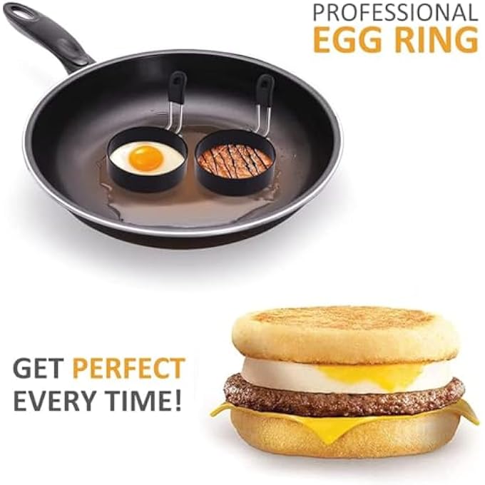 Silk Route Egg Mold King Round Stainless Steel Cooking Eggs Round Breakfast Household Mold Tool Non Stick Maker Rings For Frying Shaping And More 4 Pack - Image 2
