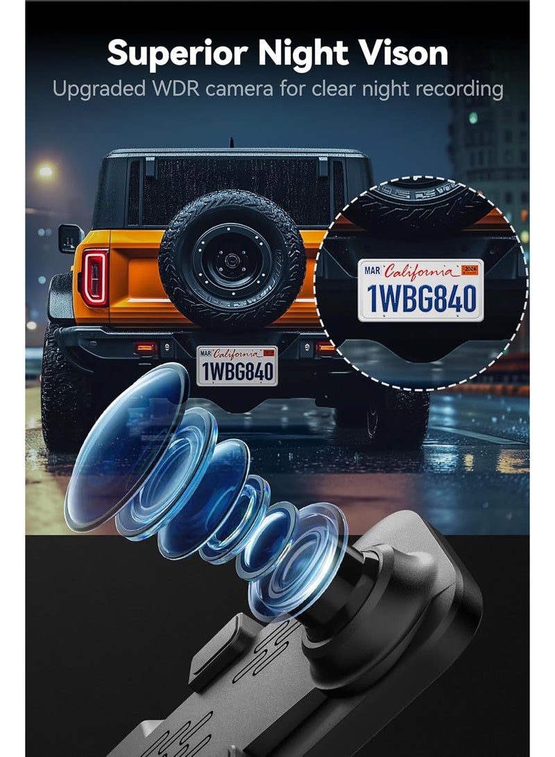 WOLFBOX G840S 12" 4K Mirror Dash Cam Backup Camera, 5.8GHz WiFi Smart Rearview Mirror for Cars & Trucks, Front and Rear View Dual Cameras, Night Vision, Parking Assistance, Included 32GB Card & GPS - Image 4