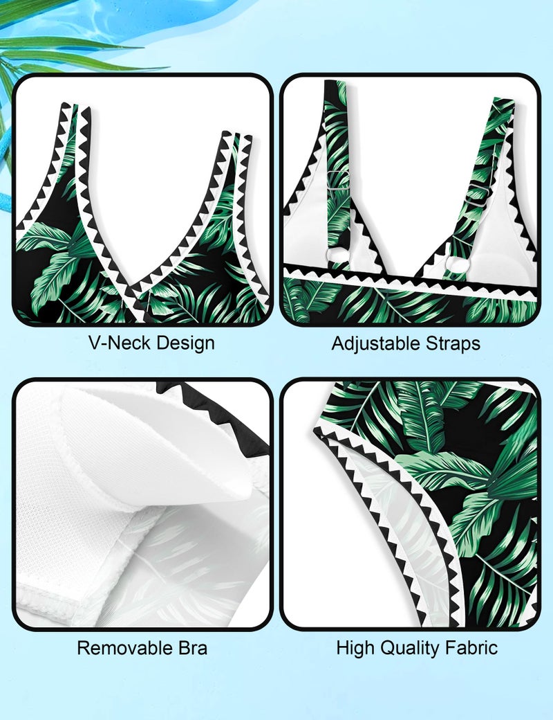 KANGKANG Girls Swimsuit Bikini Set, Teen Swimsuits for Girls 12-14 Solid Color V-Neck Two Piece Bathing Suit with Chest Pad Adjustable Straps Swimwear Set - Image 5