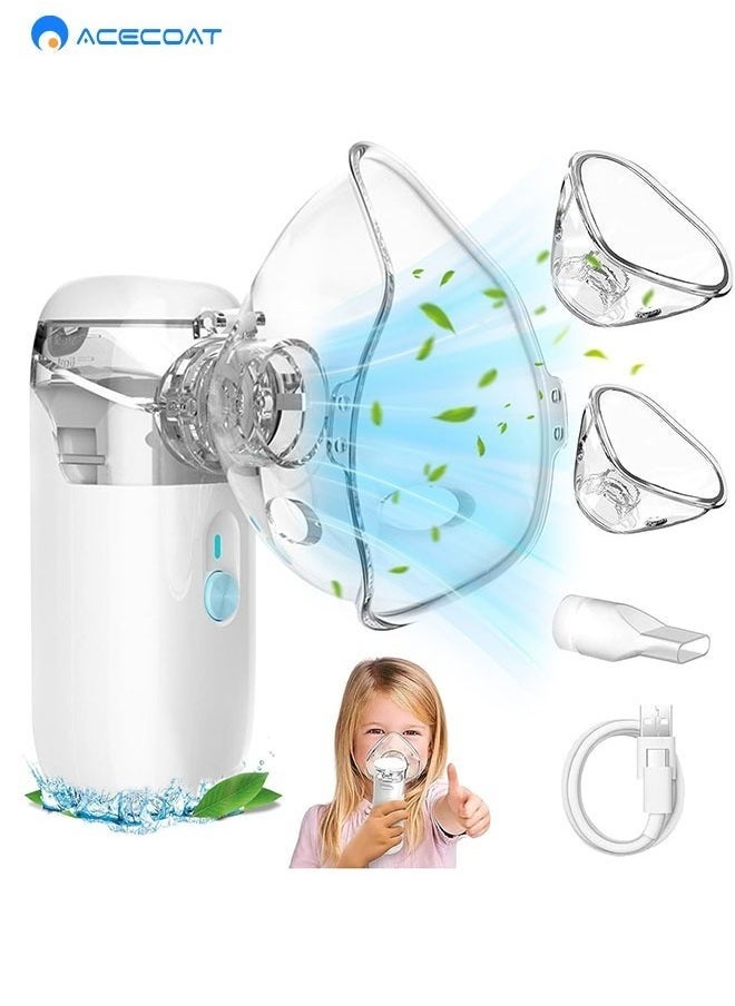 ACECOAT Ultrasonic Mesh Nebulizer for children Men Women Mini Handheld Portable Steam Humidifier for home and travel White  - Image 1