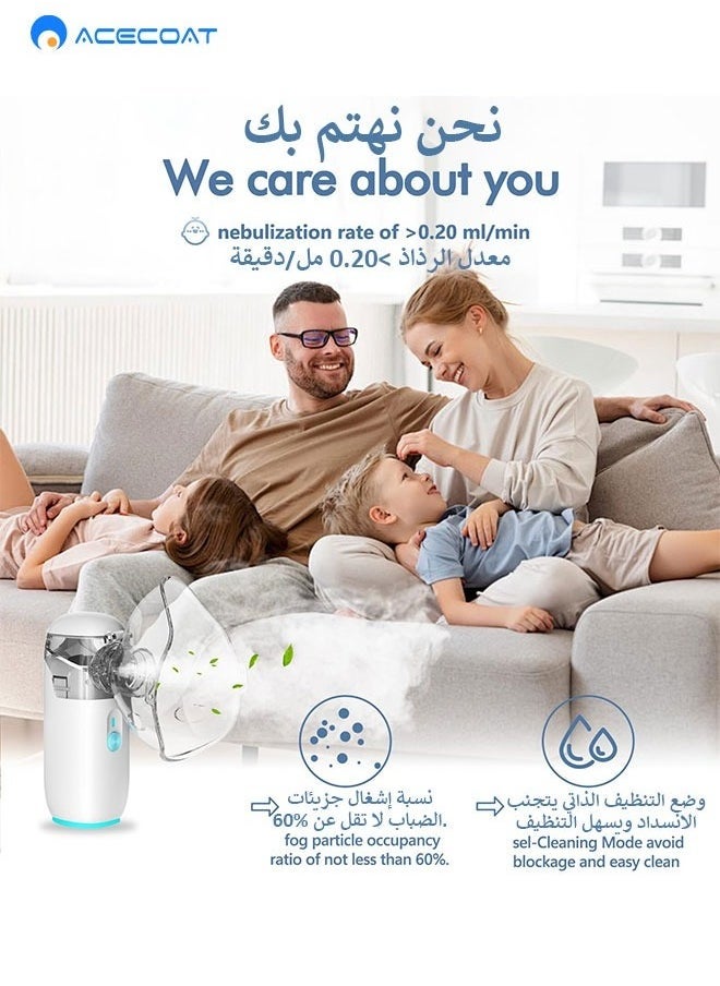 ACECOAT Ultrasonic Mesh Nebulizer for children Men Women Mini Handheld Portable Steam Humidifier for home and travel White  - Image 3