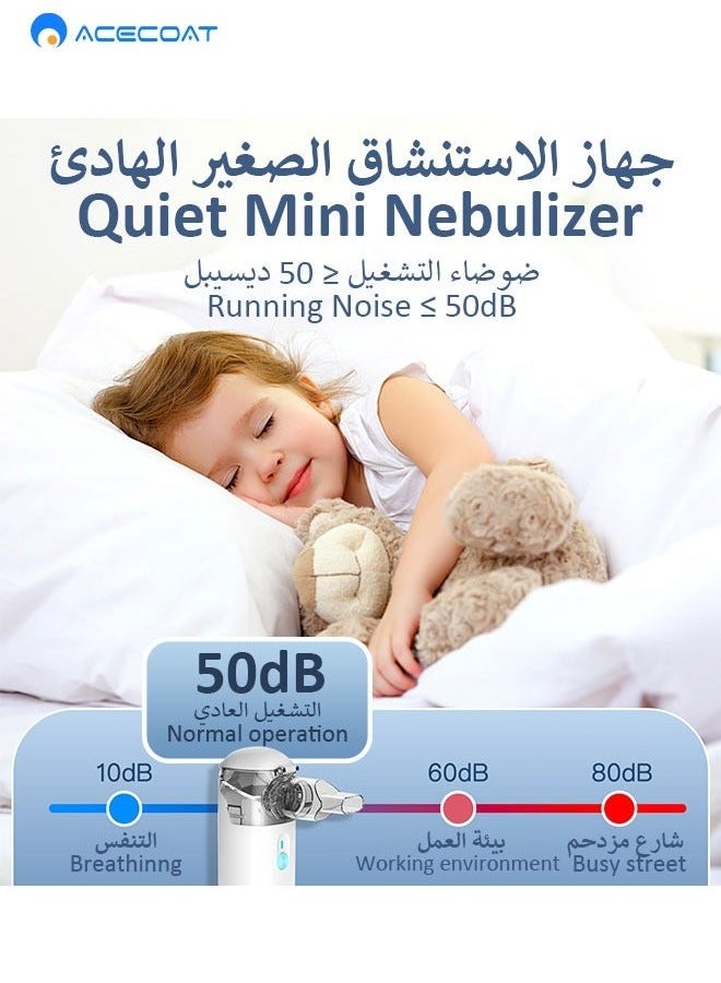 البخاخات الشبكية بالموجات فوق الصوتية للأطفال والرجال والنساء، جهاز ترطيب البخار المحمول الصغير للمنزل والسفر، أبيض