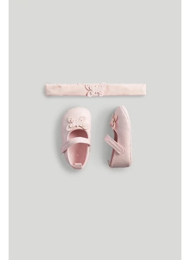 mothercare Pink Butterfly Shoes and Headband Set