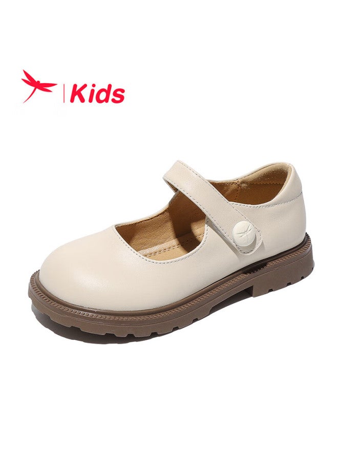 Red Dragonfly Kids Spring Summer Girls Soft Sole Princess Shoes Children's School Style Girls Leather Shoes Q52bd053 Beige Size 30 - Image 1