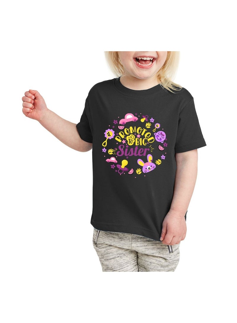 PRINTSHOP4ME Big Sister Printed T-Shirt Promoted to Big Sister Announcement T-Shirt for Baby and Toddler Short Sleeve Tshirt for Little Baby Girls - Image 1