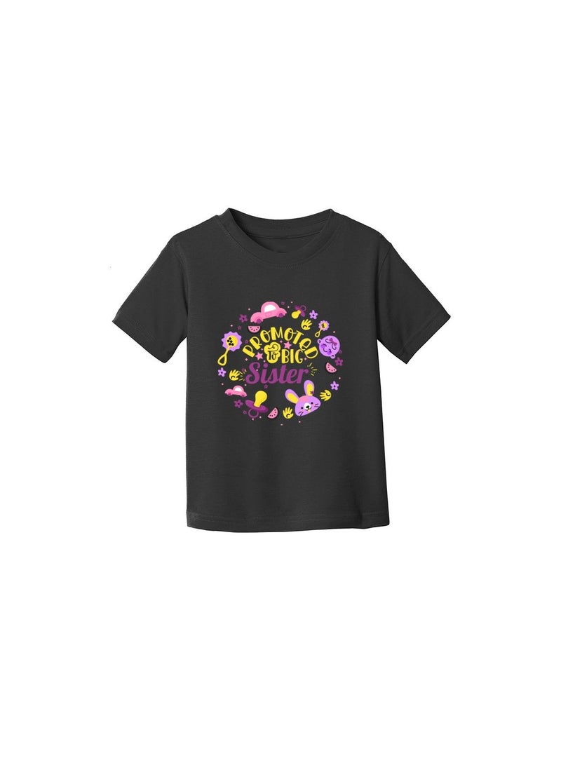 PRINTSHOP4ME Big Sister Printed T-Shirt Promoted to Big Sister Announcement T-Shirt for Baby and Toddler Short Sleeve Tshirt for Little Baby Girls - Image 3