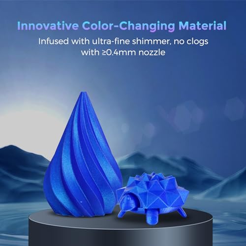 FLASHFORGE PLA Filament 1.75mm +/- 0.02mm Skydiver Blue, Color Changeable 3D Printer Filament 1kg (2.2lbs), Chameleon 3D Printing Filament Changing Colors with Light, Perfectly Hide The Layer Line - Image 4
