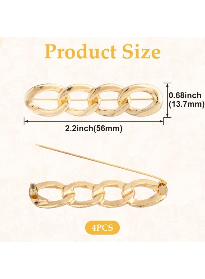 4 Sets Gold Adjustable Chain Pant Waist Tightener, No Sew Jeans Button Pins, Reusable Waist Buttons for Loose Jeans Coats Shirts Shawls - Image 2
